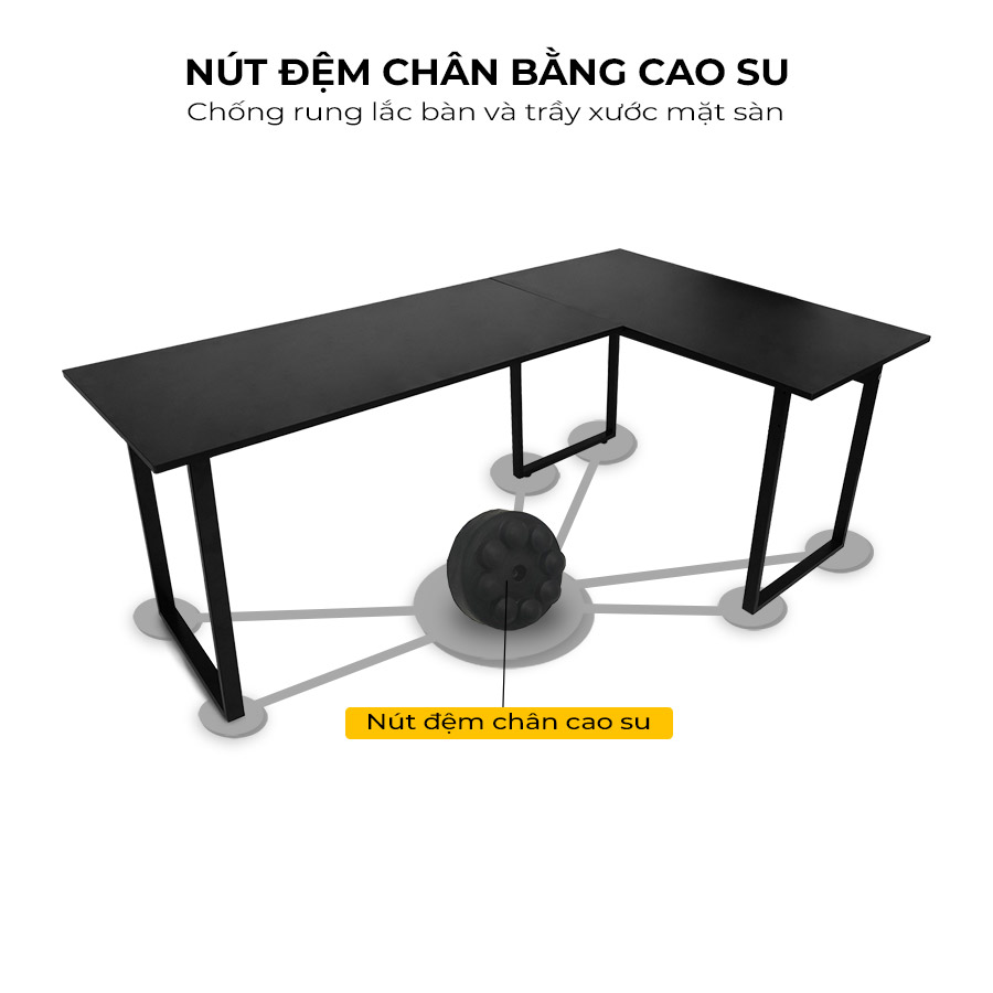 Bàn Fufutech Chữ L Khung Thép Chữ U Mặt Gỗ