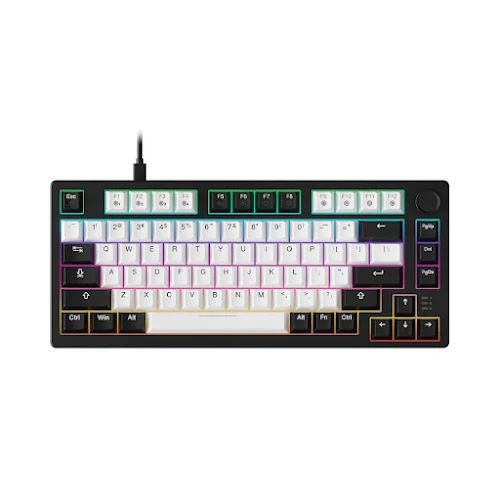 Bàn phím cơ Gaming DAREU EK75 White-black (2 sides RGB strip, Multi-Led, PBT Double Shot OEM profile, Dream switch (Linear))