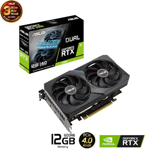 Card màn hình ASUS Dual GeForce RTX™ 3060 V2 12GB GDDR6 (DUAL-RTX3060-12G-V2) 12GB GDDR6 (90YV0GB3-M0NA10)