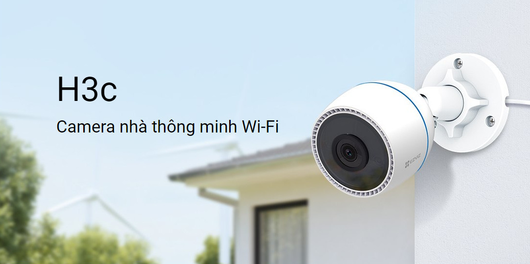 Camera IP Wifi EZVIZ H3c Color CS-H3c-R100-1K2WFL 2MP Chính hãng (Thân Ngoài trời, 1920x1080, H.265, F2.0, 4mm, DWDR, Có Micro, Không đàm thoại 2 chiều, Có màu 24/24, Kèm nguồn 12V, Có LAN)