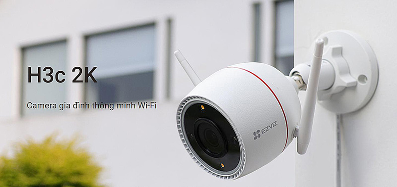 Camera IP Wifi EZVIZ CS-H3c-R100-1K3WKFL 3MP/2K Chính hãng (Thân Ngoài trời, 2304x1296, F2.0, 2.8mm, Có màu 24/24, Đàm thoại 2 chiều, LAN RJ45, còi báo động và đèn chớp,Kèm nguồn 12V)