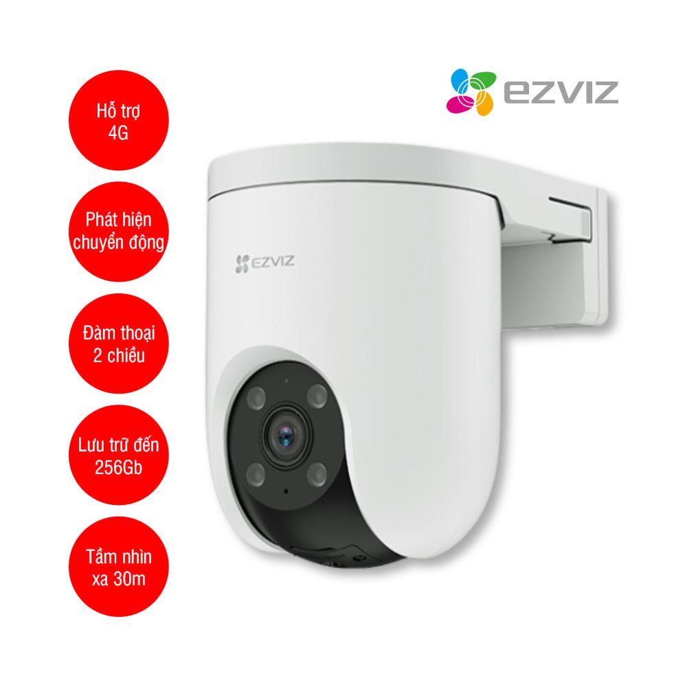 Camera IP 4G EZVIZ H8C 3MP Xoay Ngoài trời,đàm thoại 2 chiều,12V-1A,có cổng Lan,Chính hãng