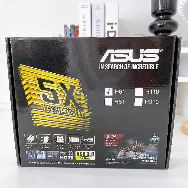 Mainboard SK 1155 ASUS H61 Box RENEW (VGA, LAN 1000Mbps, 2 khe RAM DDR3, mATX)