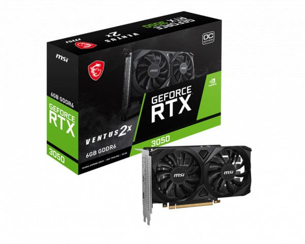 VGA MSI RTX3050 VENTUS 2X 6G OC (6GB, GDDR6, HDMIx2, DPx1, 2 Fan, 300W)