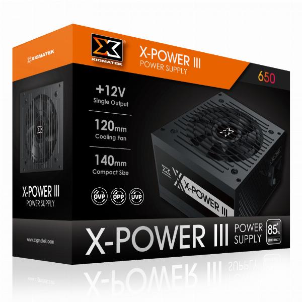 Nguồn CST XIGMATEK X-POWER III 650 600W Chính hãng (2x4+4pin, 2x 6+2pin, Dây dài, Kèm dây nguồn) THAY THẾ CHO VSP AK600 80Plus Bronze