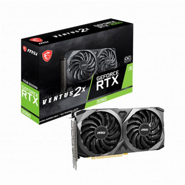 VGA MSI RTX 3060 VENTUS 2X 12G OC (12GB, GDDR6, HDMIx1, DPx3, 2 Fan, 550W