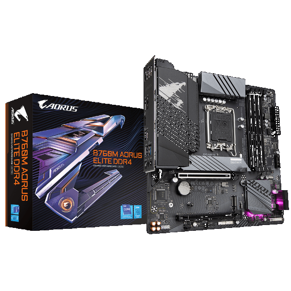 Mainboard SK 1700 v1-2 GIGABYTE B760M AORUS ELITE DDR4 Chính hãng (HDMI, DP, 2xM.2 PCIe/NVMe, LAN 2500Mbps, 4 khe RAM DDR4, mATX)