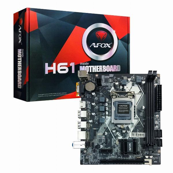 Mainboard SK 1155 AFOX H61-MA5 Chính hãng (VGA, HDMI, M.2 NVMe, LAN 100Mbps, 2 khe RAM DDR3, mATX)