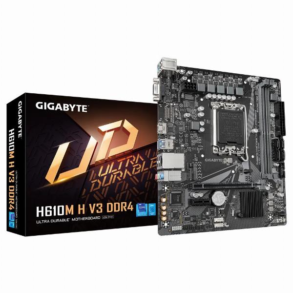 Mainboard SK 1700 GIGABYTE H610M-H-V3 DDR4 Chính hãng (VGA, HDMI, M.2 PCIe/NVMe, LAN 1000Mbps, 2 khe RAM DDR4, BH 36T)