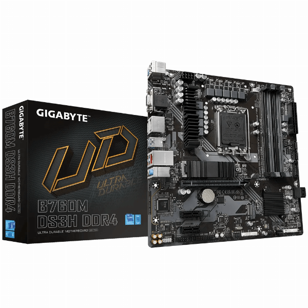 Mainboard SK 1700 v1-2 GIGABYTE B760M DS3H DDR4 Chính hãng (VGA, HDMI, 2xDP, 2xM.2 PCIe/NVMe, LAN 2500Mbps, 4 khe RAM DDR4, mATX)