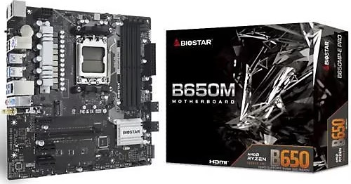 Mainboard SK AM5 Biostar B650MP-E PRO Chính hãng (AMD B650, Socket AM5, Wifi 6, 4xDDR5, mATX)