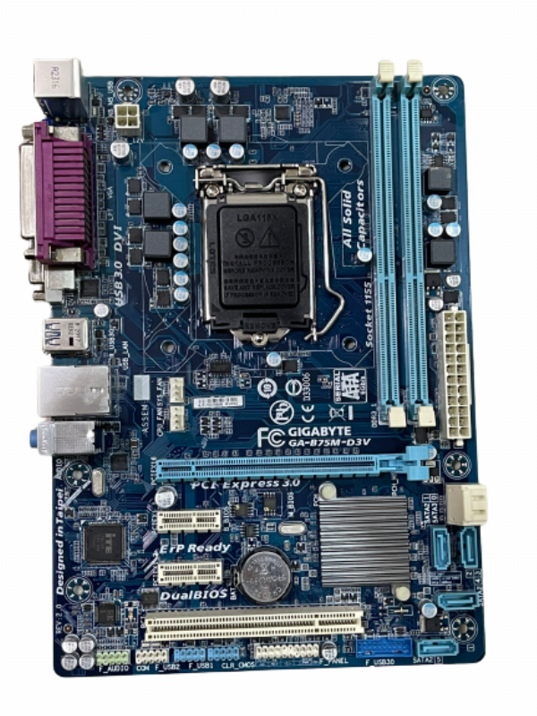 Mainboard SK 1155 GIGABYTE B75M-D3V/D2V Box RENEW (VGA, DVI, LPT, LAN 1000Mbps, 2 khe RAM DDR3, mATX)