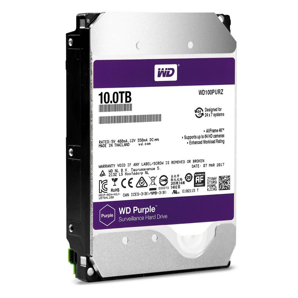 HDD PC WD 10T PURPLE Dày Công ty (Chuyên Camera)