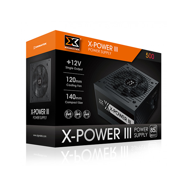 Nguồn CST XIGMATEK X-POWER III 500 450W Black Chính hãng (2x4+4pin, 6+2pin, Dây dài, Kèm dây nguồn)