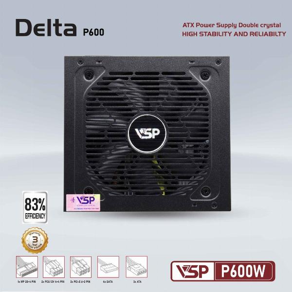 Nguồn CST VSP Delta P600W Chính hãng (2x4+4pin, 2x6+2pin, Dây dài, Kèm dây nguồn)(Liên hệ nhân viên kinh doanh để được giá tốt hơn)