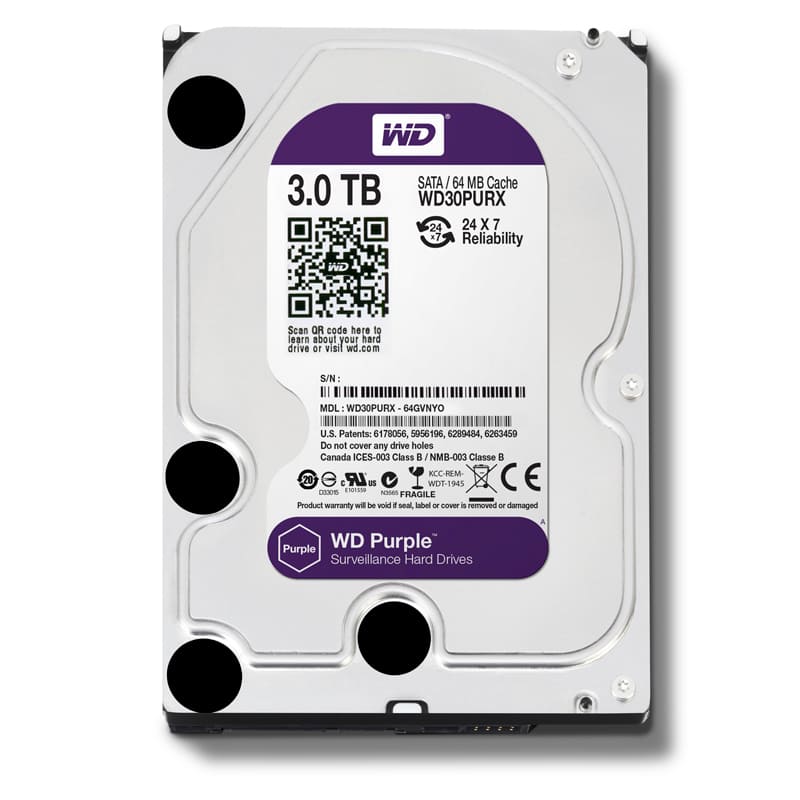 HDD PC WD 3T PURPLE Chính hãng (5400RPM)