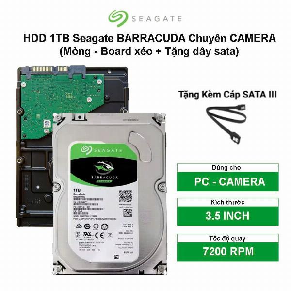 HDD PC SEAGATE 1T BARRACUDA Công ty - Chuyên Camera (Mỏng - Board xéo + Tặng dây sata)