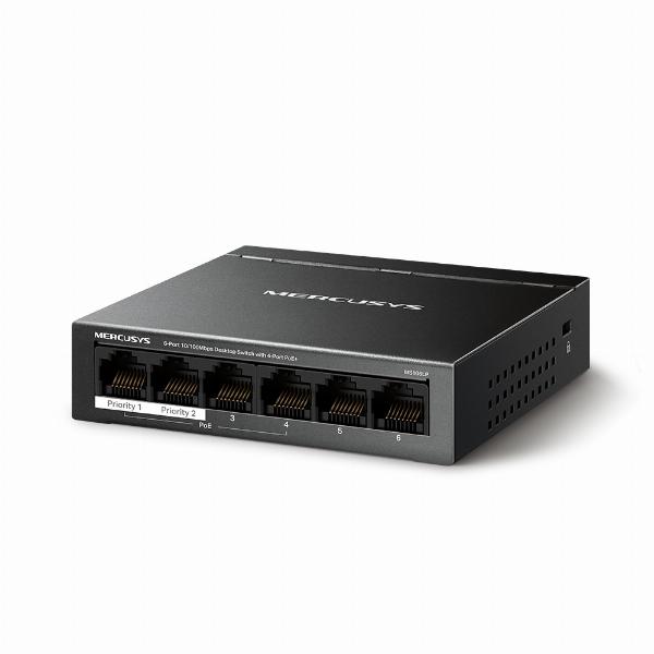 Switch PoE MERCUSYS MS106LP Chính hãng (6 port 100Mbps với 4 port PoE)