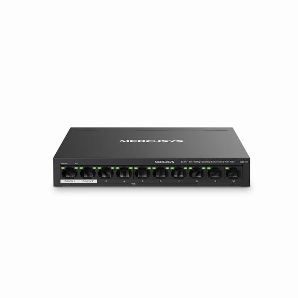 Switch PoE MERCUSYS MS110P Chính hãng (10 port 100Mbps với 8 port PoE)