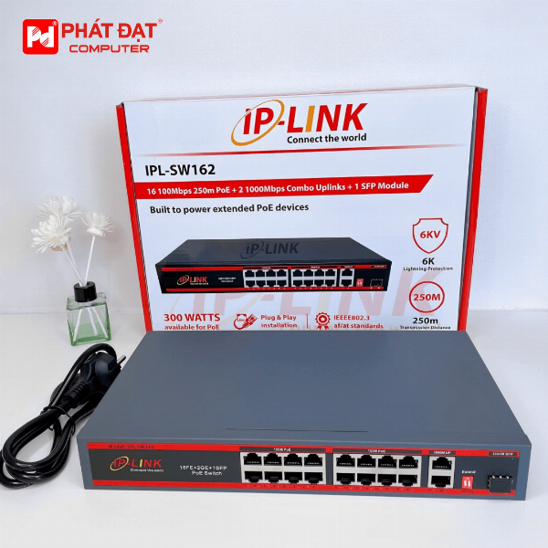 SWITCH POE IP-LINK IPL-SW162 - 16 CỔNG POE + 2 CỔNG UPLINK Gigabit