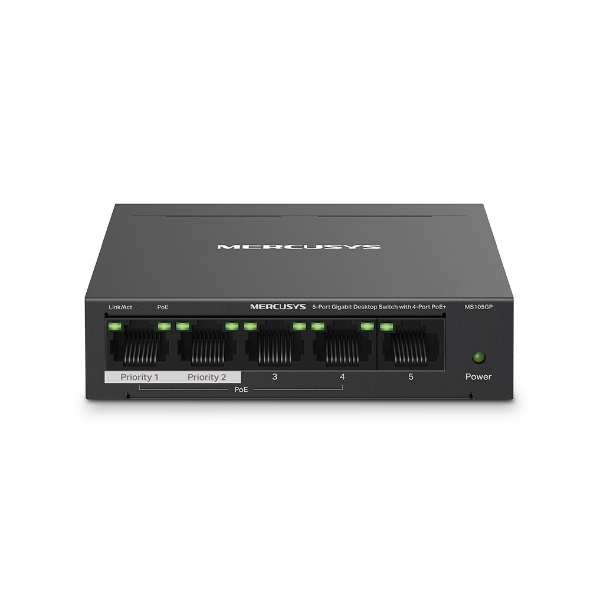 Switch PoE MERCUSYS MS105GP Chính hãng (5 port 1000Mbps với 4 Port Poe)