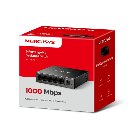 Switch Mercusys MS105GS 5 port Gigabit (1.0Gbps, Vỏ thép)