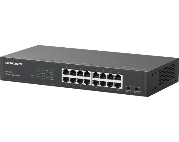 Switch Mercusys MS116GS 16 port Gigabit Chính hãng (1.0Gbps, Vỏ kim loại)