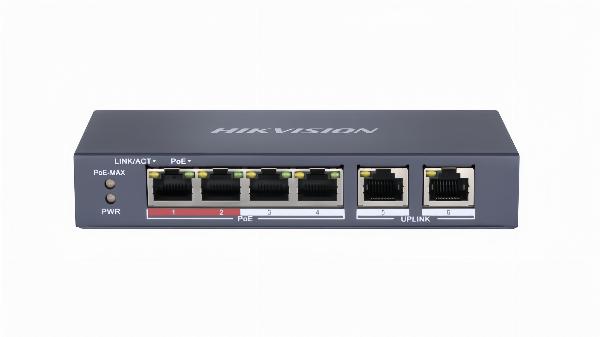 SWITCH POE HIK DS-3E0106P-E/M 4 x 10/100Mbps PoE port, 2 × 10/100Mbps RJ45 port, Vỏ kim loại tản nhiệt tốt