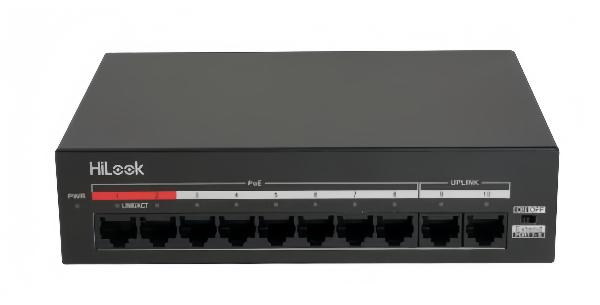 SWITCH POE Hilook DS-3E0110MP-60 8 x 10/100Mbps PoE port, 2 × 10/100Mbps RJ45 port, Vỏ kim loại tản nhiệt tốt