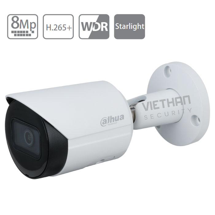 Camera Dahua IPC-HFW2831SP-S-S2 8.0 Megapixel, Hồng ngoại 30m, F3.6mm, Chống ngược sáng, Starlight, khe cắm MicroSD