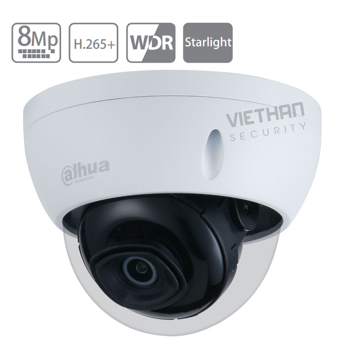 Camera Dahua IPC-HDBW2831EP-S-S2 8.0 Megapixel, IR 30m, Ống kính F3.6mm, Chống ngược sáng, Starlight, khe cắm MicroSD