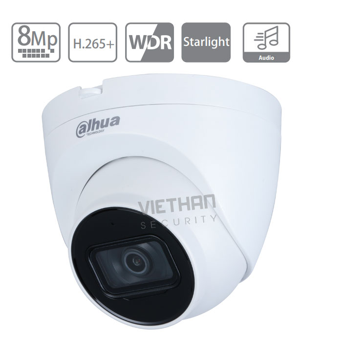 Camera Dahua IPC-HDW2831TP-AS-S2 8.0 Megapixel, IR 30m, F3.6mm, Chống ngược sáng, Starlight, khe cắm MicroSD, Mic thu âm